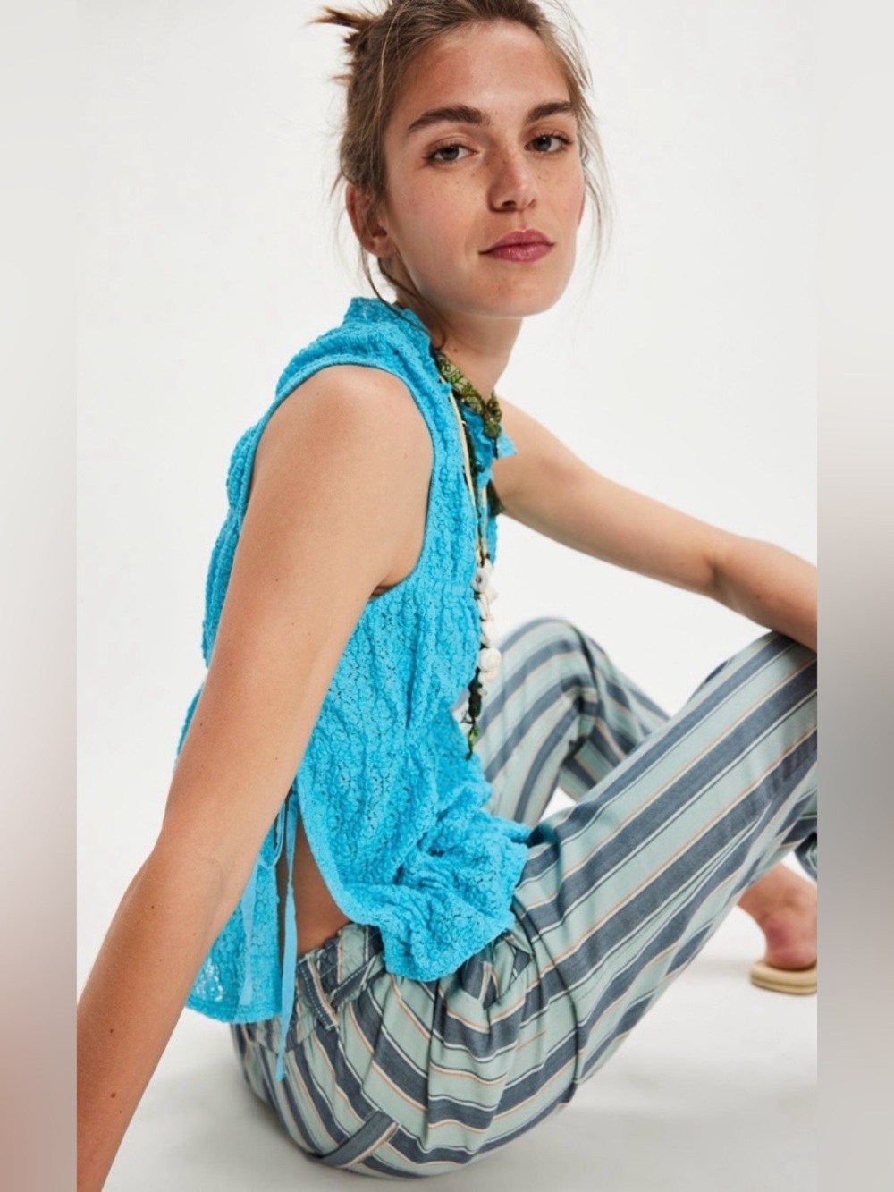 NWT FREE PEOPLE CINCH ME TOP BLUE POPSICLE - Picture 3 of 4